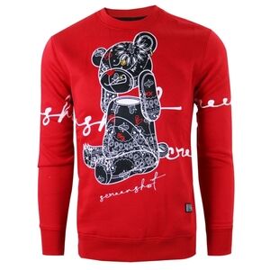 Screenshot Head Lifting Bear Red Graphic Crewneck Sweatshirt